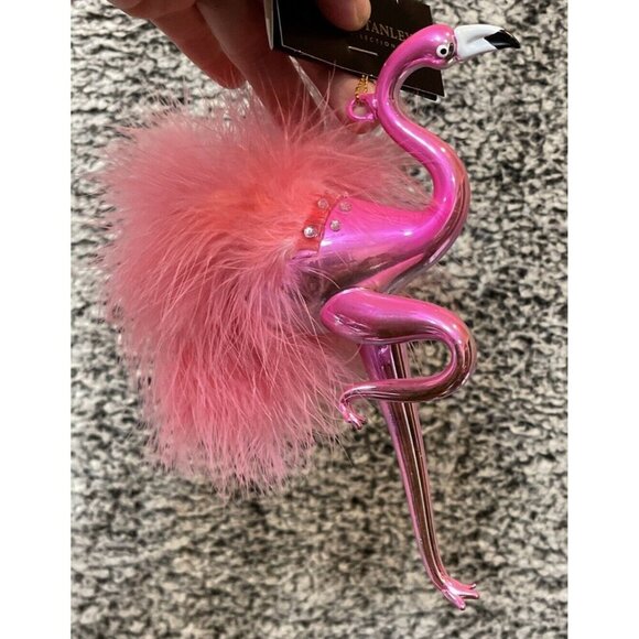 Robert‎ Stanley Blown Glass Feathered  Pink Flamingo Christmas Ornament NEW - Picture 1 of 3